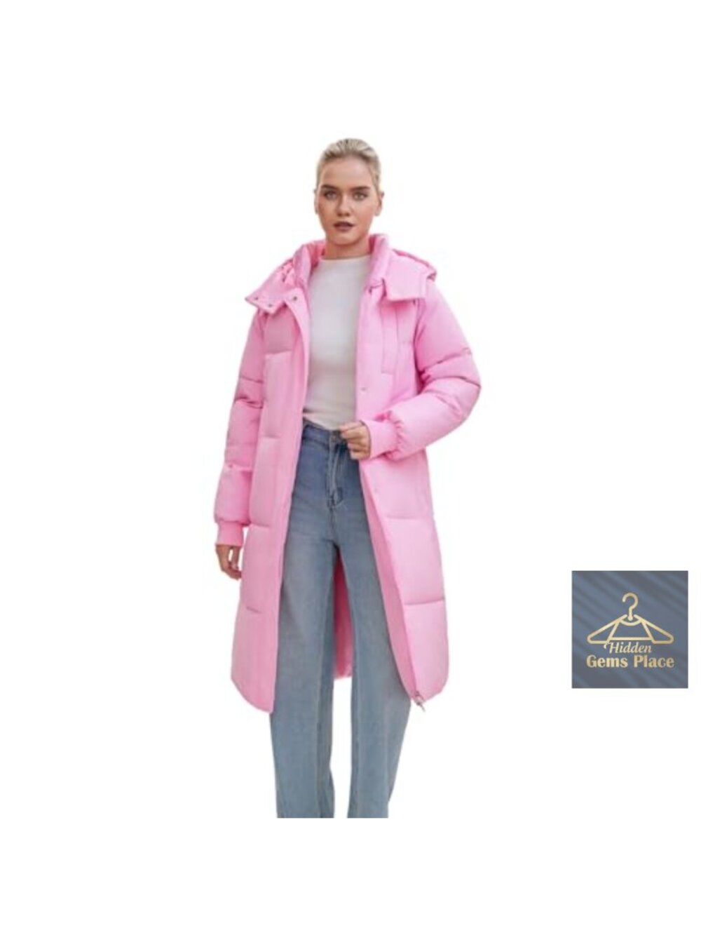 Long Puffer Jacket Quilted Hooded Winter Coat Water Resistant 5500mm